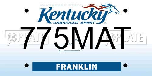 775MAT Kentucky License Plate