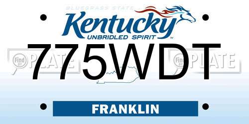 775WDT Kentucky License Plate