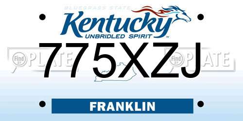 775XZJ Kentucky License Plate