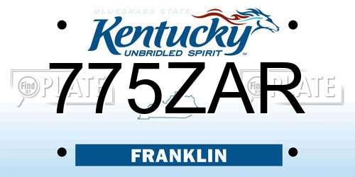 775ZAR Kentucky License Plate