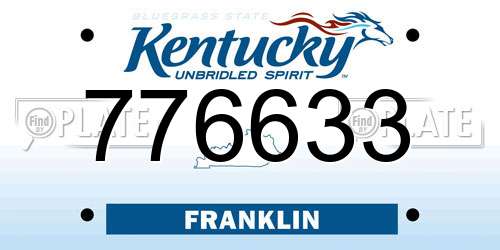 776633 Kentucky License Plate