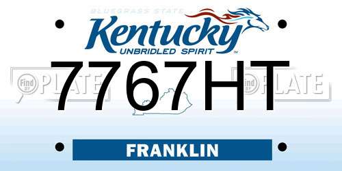 7767HT Kentucky License Plate