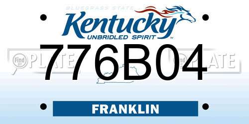 776B04 Kentucky License Plate