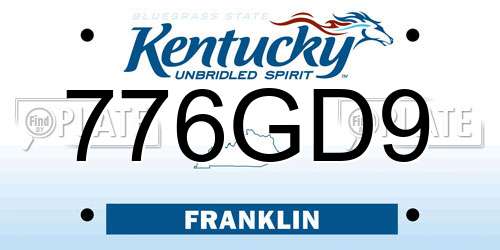 776GD9 Kentucky License Plate