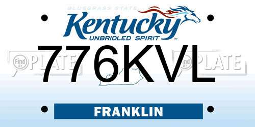 776KVL Kentucky License Plate