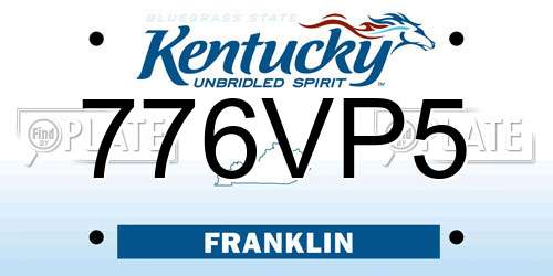 776VP5 Kentucky License Plate