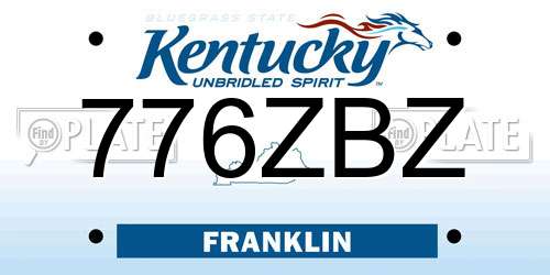 776ZBZ Kentucky License Plate