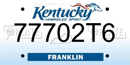 77702T6 Kentucky License Plate