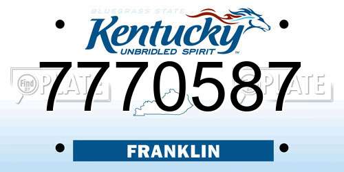 7770587 Kentucky License Plate