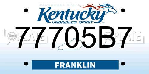 77705B7 Kentucky License Plate