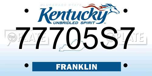 77705S7 Kentucky License Plate