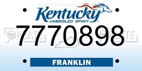 7770898 Kentucky License Plate