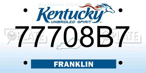 77708B7 Kentucky License Plate