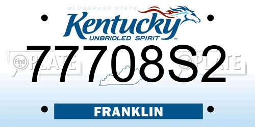 77708S2 Kentucky License Plate