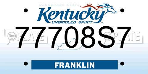 77708S7 Kentucky License Plate