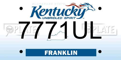 7771UL Kentucky License Plate