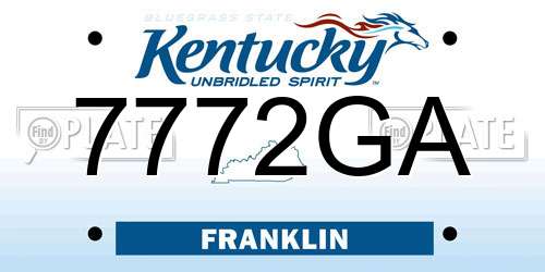 7772GA Kentucky License Plate