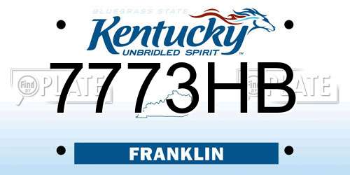 7773HB Kentucky License Plate