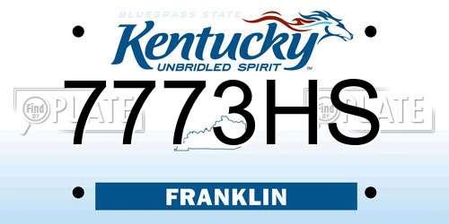 7773HS Kentucky License Plate