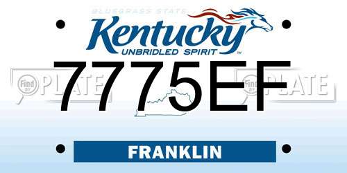 7775EF Kentucky License Plate