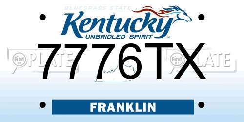7776TX Kentucky License Plate