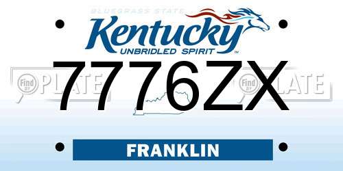7776ZX Kentucky License Plate