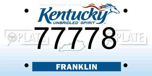 77778 Kentucky License Plate