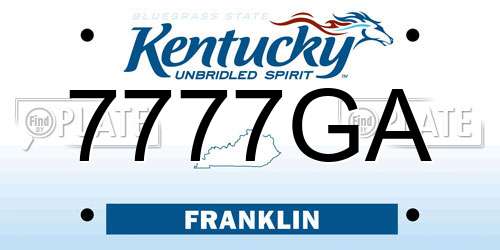7777GA Kentucky License Plate