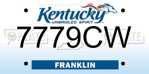 7779CW Kentucky License Plate