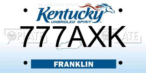 777AXK Kentucky License Plate