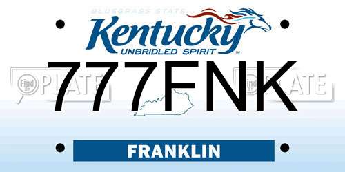 777FNK Kentucky License Plate