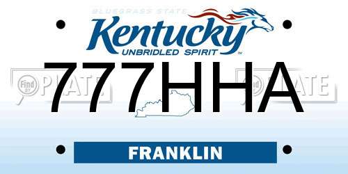 777HHA Kentucky License Plate