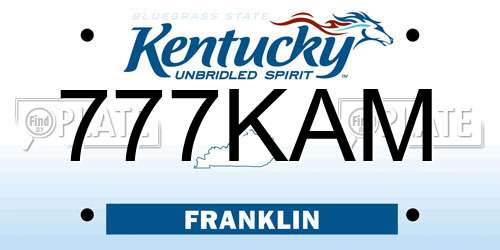 777KAM Kentucky License Plate