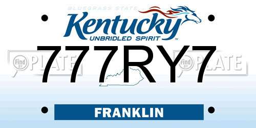 777RY7 Kentucky License Plate