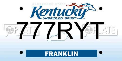 777RYT Kentucky License Plate