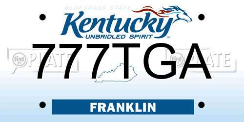777TGA Kentucky License Plate