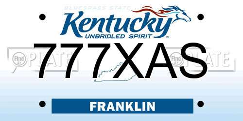 777XAS Kentucky License Plate