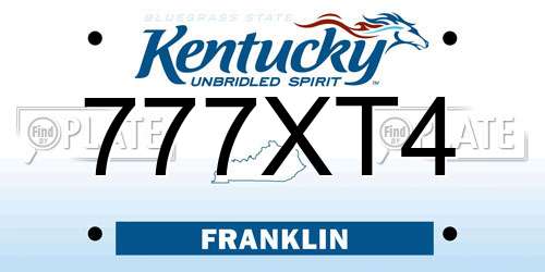 777XT4 Kentucky License Plate