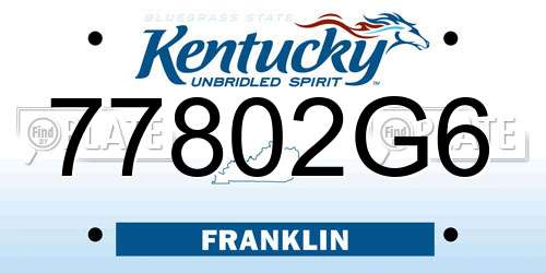 77802G6 Kentucky License Plate