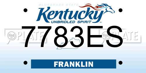 7783ES Kentucky License Plate