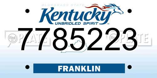 7785223 Kentucky License Plate