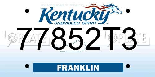 77852T3 Kentucky License Plate
