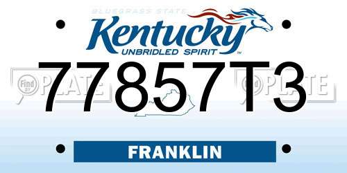 77857T3 Kentucky License Plate
