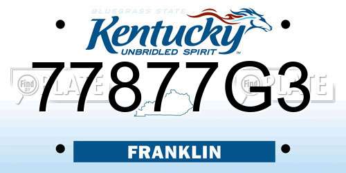 77877G3 Kentucky License Plate