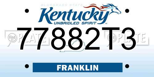 77882T3 Kentucky License Plate