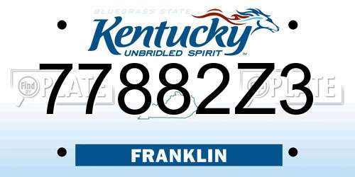 77882Z3 Kentucky License Plate