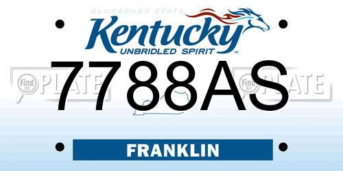 7788AS Kentucky License Plate