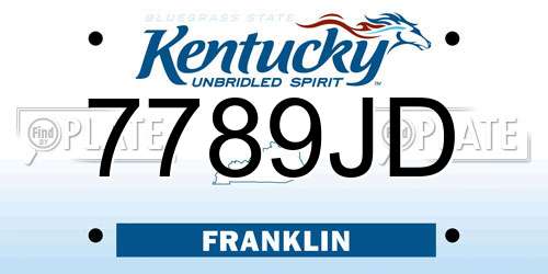 7789JD Kentucky License Plate