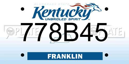 778B45 Kentucky License Plate