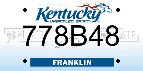 778B48 Kentucky License Plate